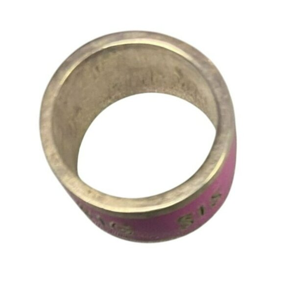 Big Sis Engraved Pink and Silver Tone Band Ring Size 6 - Picture 4 of 5